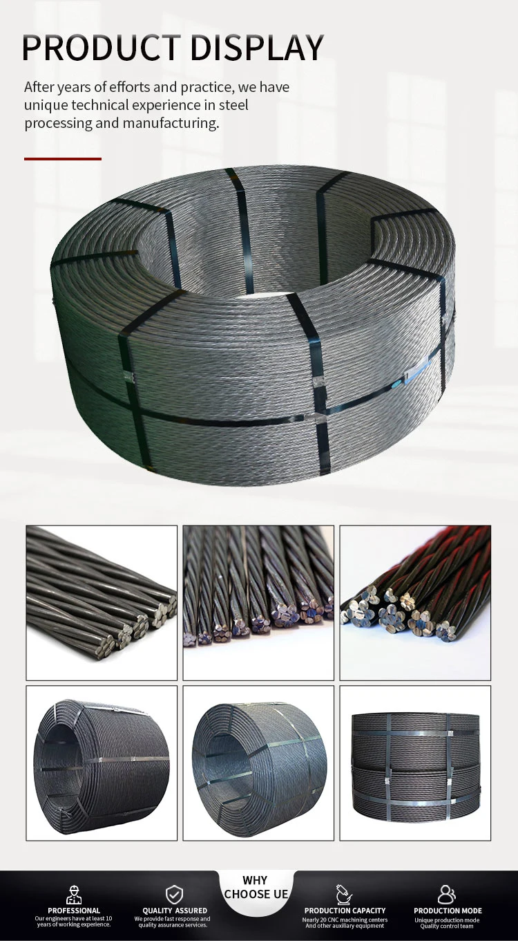 ASTM A416 BS 5896 8 mm Steel Wire Rope 0.3 Stainless Steel Shaped Wire PC Strand 6mm Stainless Galvanized PC Steel Wire